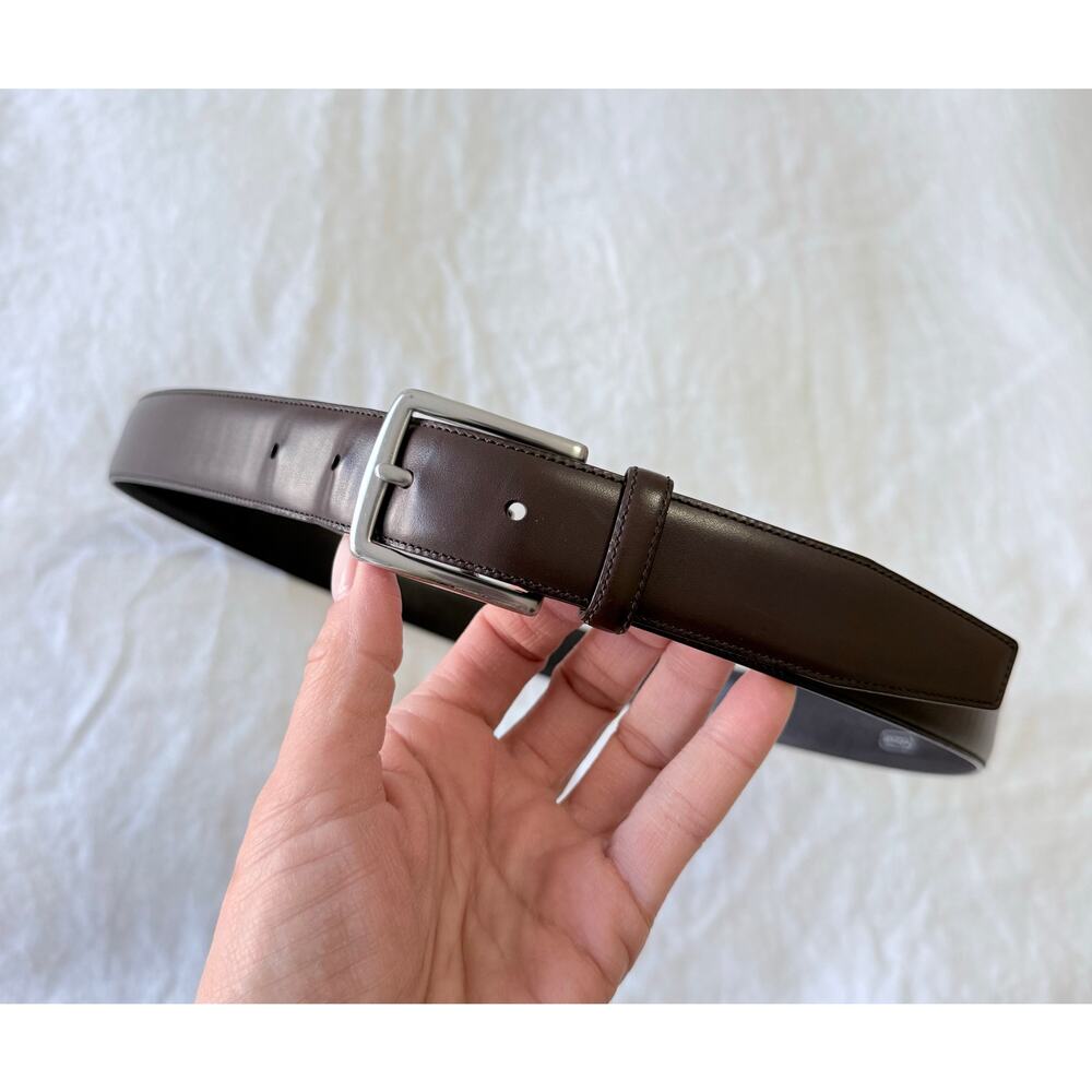 Coach | Men’s SZ 36 | Smooth Brown Leather Belt Silver Buckle | Preppy 90011